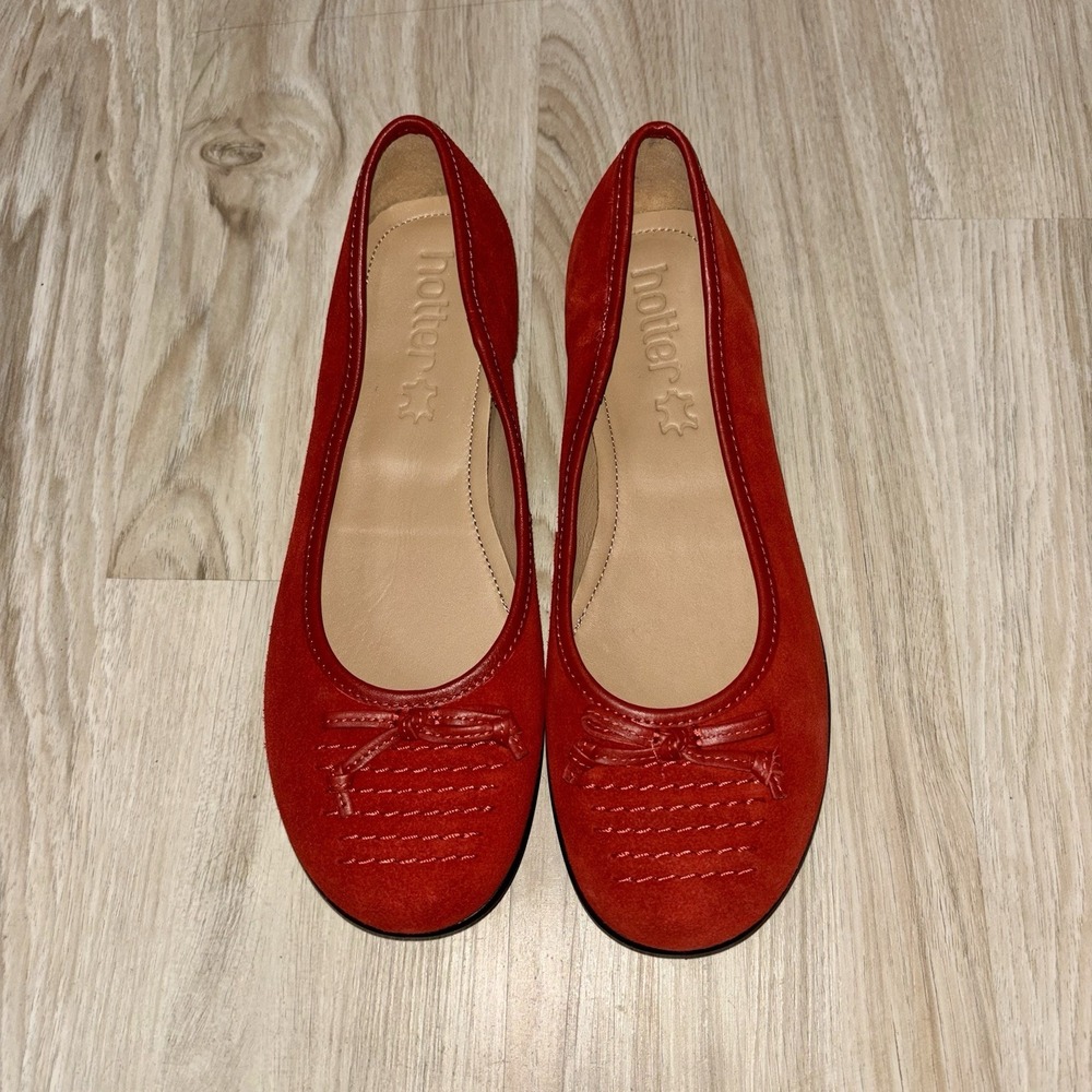 hotter Red Suede Ballet Flats